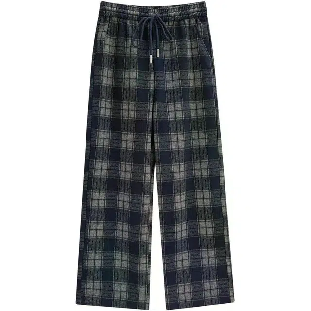 爱依服 风格子百搭阔腿宽松自然腰休闲裤 女款