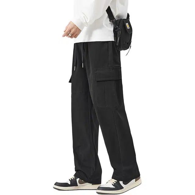 潮人榜 秋季美式高街高级感机能工装长裤子潮流百搭宽松直筒休闲裤 男女同款
