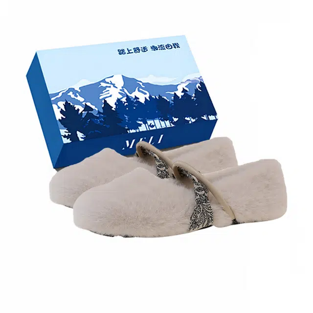 小鹿米利 韩版毛毛鞋外穿圆头浅口设计感加绒保暖豆豆鞋 低帮 棉鞋 女