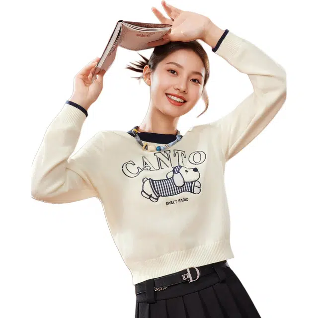 爱依服 韩版时尚可爱常规休闲风针织衫 女款