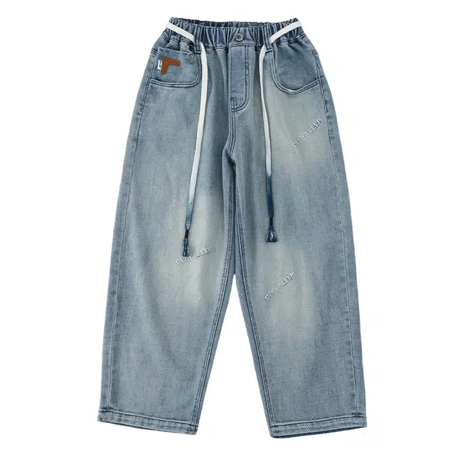 黑恐龙牛仔裤 直筒裤潮酷中腰长裤 青少年