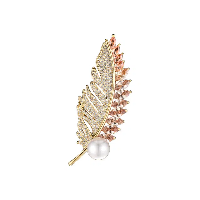 兰盈 奥地利水晶金叶#好运 环保合金 胸针 男女同款情侣款