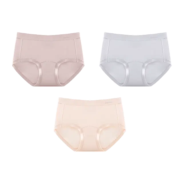 欧迪芬 莫代尔含桑蚕丝无痕舒适抑菌裆不夹臀中腰高弹亲肤透气全包臀三角内裤 女款