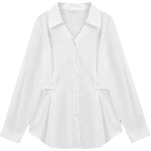 爱依服 简约通勤气质常规长袖韩式衬衫 女款