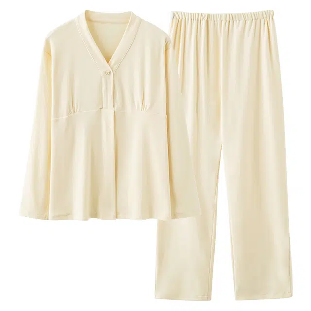 俏薇妮 德绒月子服春秋产后产妇哺乳加厚保暖冬季孕妇家居服不勒肚孕期专用睡衣套装 女款