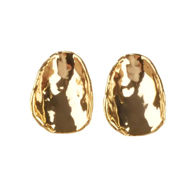 韵系 不规则手工肌理高级感轻奢小众百搭耳饰 铜镀金 耳环 女款