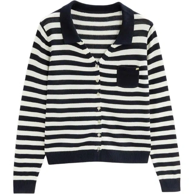 爱依服 法式成熟通勤条纹休闲风针织衫 女款