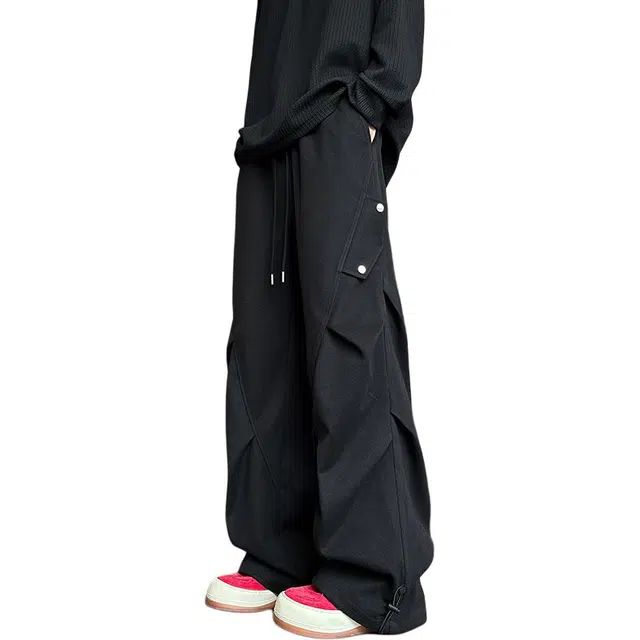 华夏儿女 美式潮牌潮流小众设计学生印花秋季百搭宽松显高显瘦透气时尚简约轻便韩版痞帅慵懒长裤休闲裤 男款