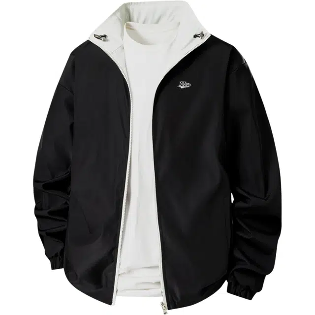 爱肯  多巴胺美式学院风纯色签名体英文字母标语印花休闲宽松百搭防寒防风夹克 男女同款