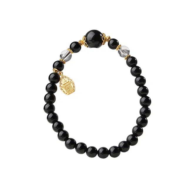 子婳 诸事顺利前程似锦好运连连金发晶轻奢雅典小众设计简约气质 黑曜石 手串 女款