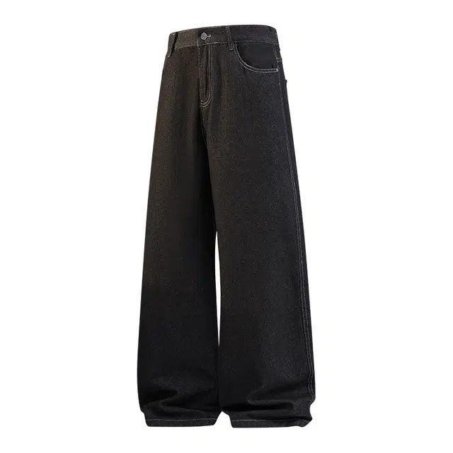 棉基因 美式高街纯色复古高级感宽松休闲中腰直筒垂感简约舒适潮流百搭牛仔裤 男女同款