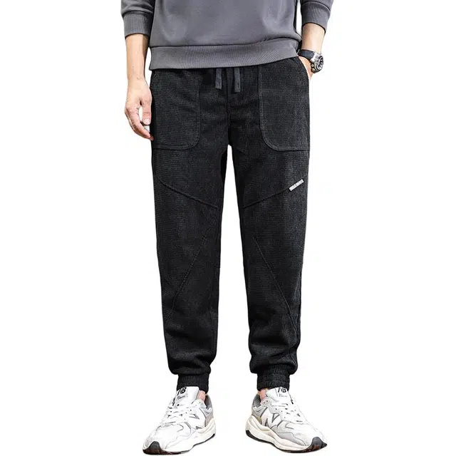 遨宇 美式复古经典重磅潮流拼接极简风宽松大码束脚户外百搭松紧腰运动长裤子休闲裤 男款