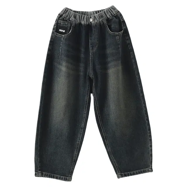 黑恐龙牛仔裤 直筒裤子阔腿春秋纯色休闲松紧腰长裤 青少年