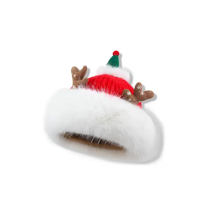 【圣诞红色氛围感】 攸委 可爱搞怪麋鹿针织冬季加厚保暖时尚百搭 涤纶 绒线帽 男女同款情侣款