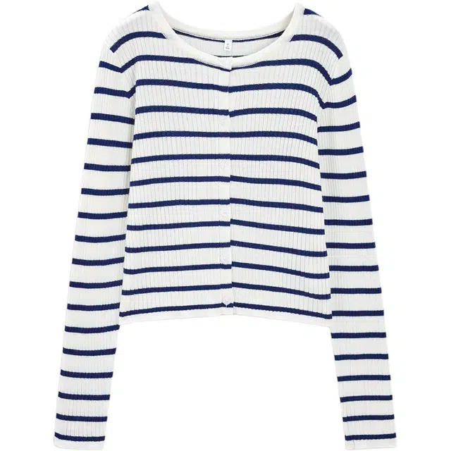 爱依服 法式温柔通勤条纹直筒型斗篷披风 女款