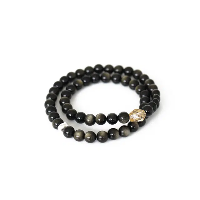 【百无禁忌百财来】 玉临门 福运亨通 石来运转中式复古肌理国风 小众百搭 轻奢时尚#好运 黑曜石 手串 男女同款情侣款