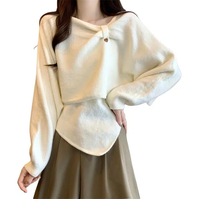 缪斯的诱惑 新版韩风设计感不规则两件套毛衣套装针织衫 女款