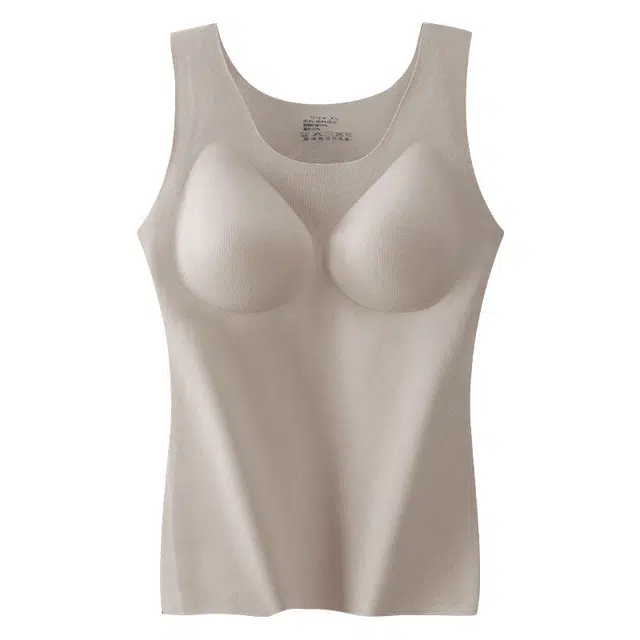 草本初色 德绒固定杯内衣女聚拢带胸垫免穿文胸发热加绒加厚秋冬保暖背心 女款