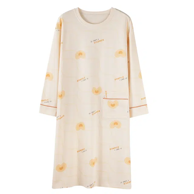 俏霓桐 舒适纯棉圆领长袖可爱甜美学生时尚居家睡衣家居服睡裙 女款