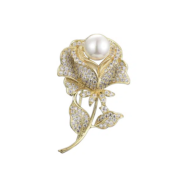 兰盈 轻奢小众玫瑰花水晶#好运 环保合金 胸针 男女同款情侣款