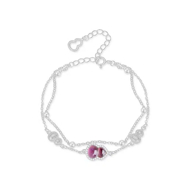 【S925纯银 福气满满】 七七银饰   新中式国潮招财纳福 转运上岸 平安喜乐 轻奢温婉淑女风 简约百搭显白 福禄双全天然 紫水晶 手链 女款