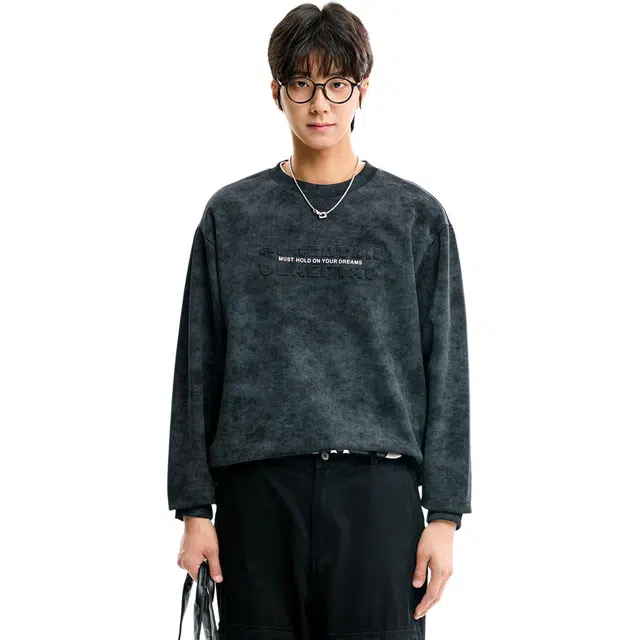 童先森 圆领男士春秋季潮牌美式套头休闲春季纯色加厚上衣服卫衣 男款