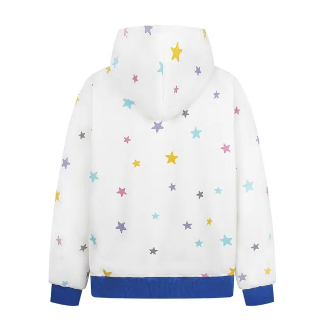 奇迹街区 美式复古星星满印字母图案刺绣设计感小众个性百搭舒适休闲宽松日常情侣潮牌街头时尚慵懒风连帽拉链帽衫卫衣 男女同款