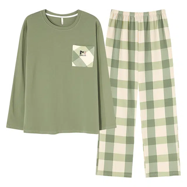 帕兰朵 男士春秋纯棉长袖长裤可爱卡通休闲宽松圆领可外穿家居服睡衣套装 男款