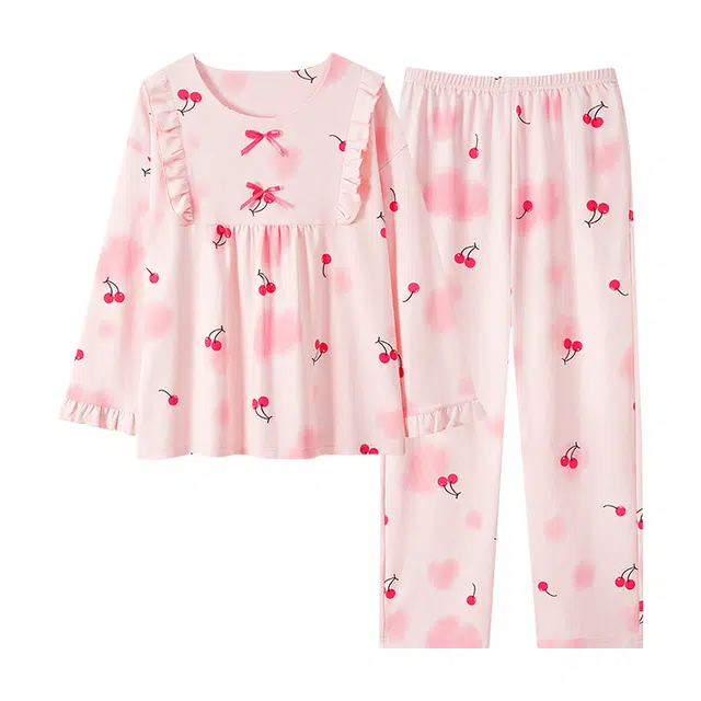 芬腾可安 春秋柔软设计感显瘦少女感百搭亲肤慵懒宽松家居服睡衣套装 女款