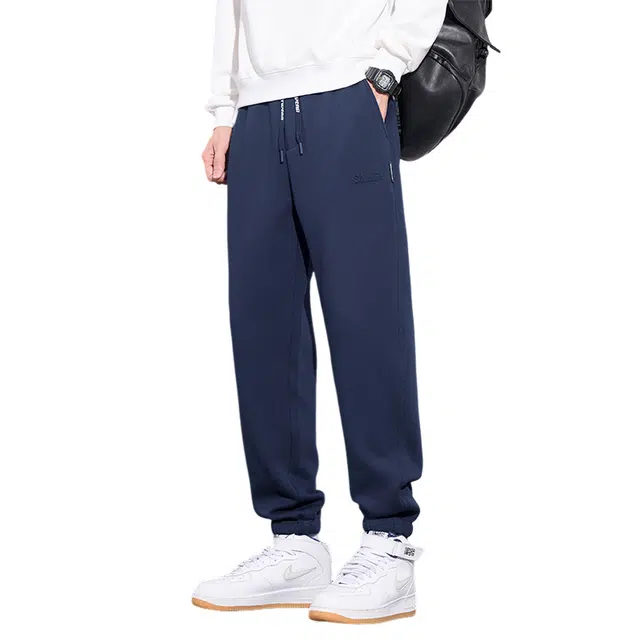 赛瀚 高级感纯色潮流束脚休闲裤男款秋季厚款百搭长裤宽松运动卫裤舒适亲肤男装显瘦显高青少年高街通勤外穿男裤 男女同款