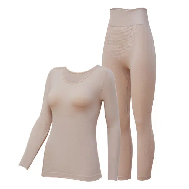 草本初色 女羊毛发热秋衣秋裤舒适轻盈无痕塑身显瘦内搭秋冬保暖套装 女款