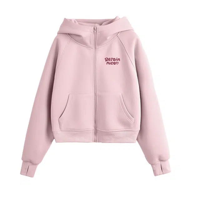 米子旗 连帽小个子韩系拉链开衫运动百搭截短外套 女款