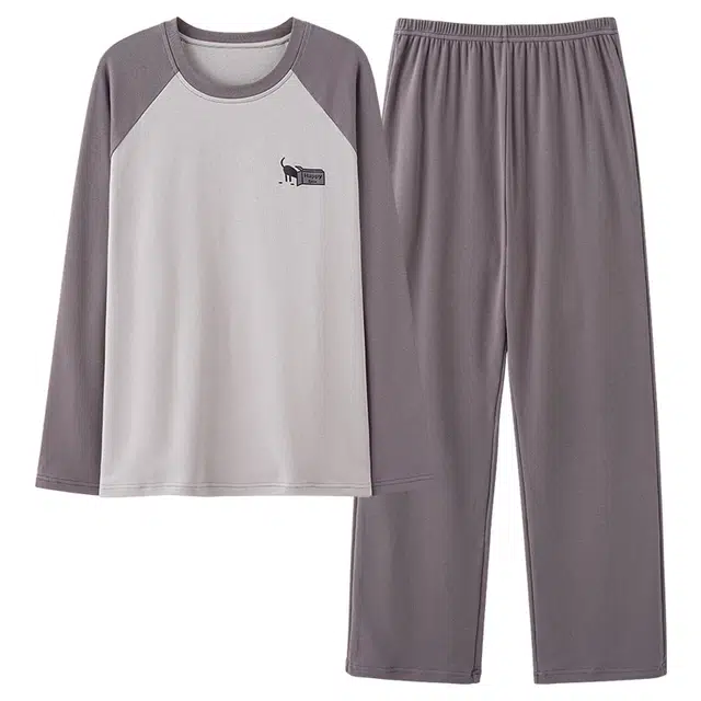 莫代尔 气质百搭宽松舒适柔软亲肤细腻纯棉休闲不易起球家居服可外穿男士睡衣套装 男款