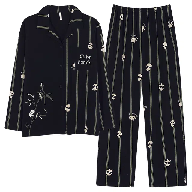 帕兰朵 春秋季纯棉长袖长裤女士可爱卡通全棉家居服柔软舒适睡衣套装 女款