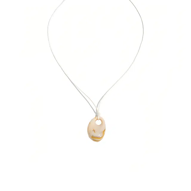 前方大荒野 小胖坨毛衣链米白色简约时尚几何小众设计时髦日常百搭精致气质#好运 菩提根 项链 男女同款情侣款