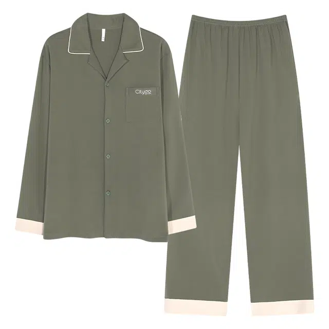 帕兰朵 春秋冬季棉质长袖简约青少年夏天可外穿家居服男士舒适睡衣套装 男款