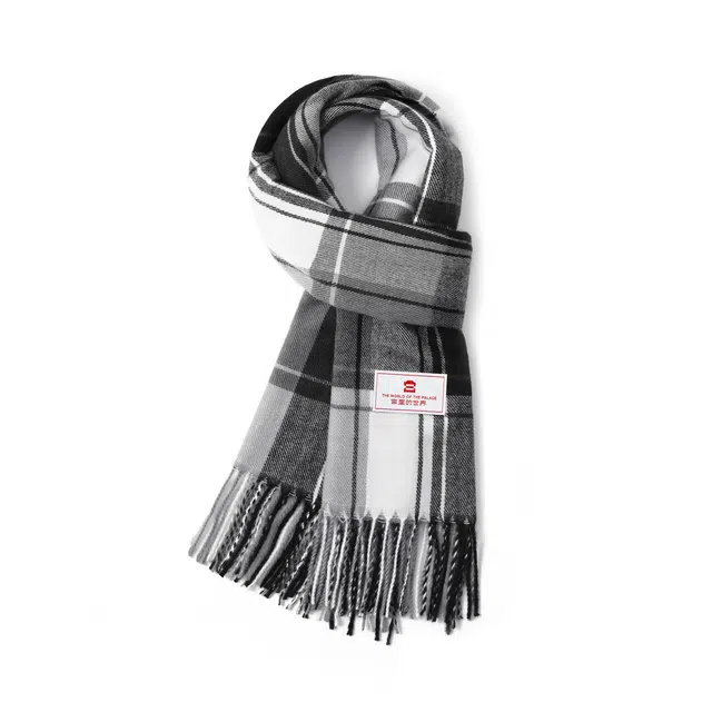 宫里的世界 格子图案柔软舒适百搭 聚酯纤维 绒线围巾 男女同款情侣款