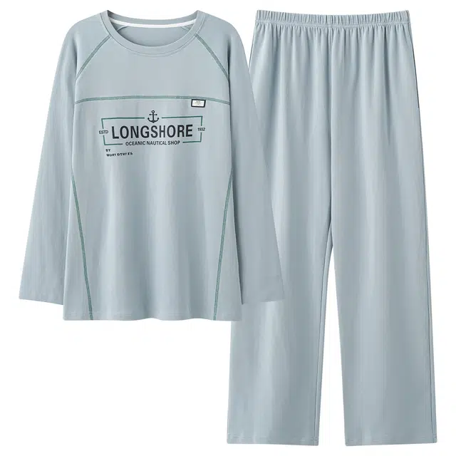 莫代尔 舒适柔软亲肤细腻时尚气质百搭宽松不易起球家居服可外穿男士睡衣套装 男款