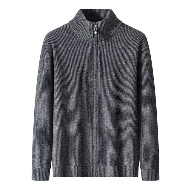 卡丹狄诺 山羊绒绵羊毛混纺男士秋冬保暖加厚立领拉链开衫男专柜品质亲肤软糯针织羊毛衫外套男毛衣 男款