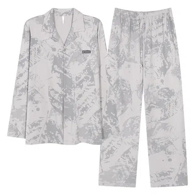 帕兰朵 男士纯棉长袖长裤春秋款开衫秋冬加大码可外穿家居服睡衣套装 男款