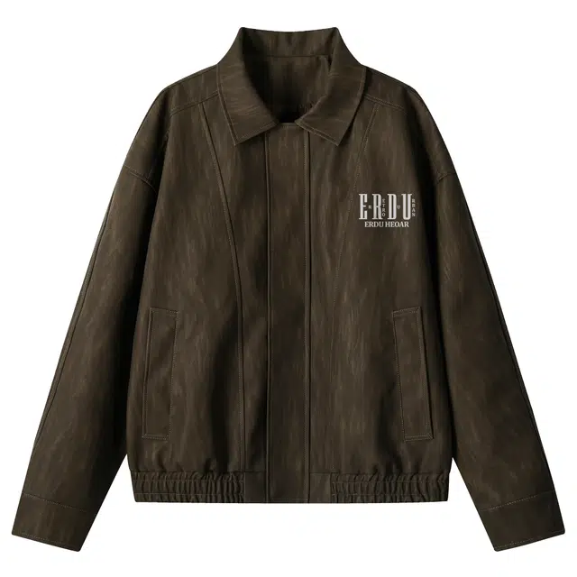 而度 美式复古字母印花质感面料宽松高街风立体剪裁潮流百搭工装夹克外套 男女同款