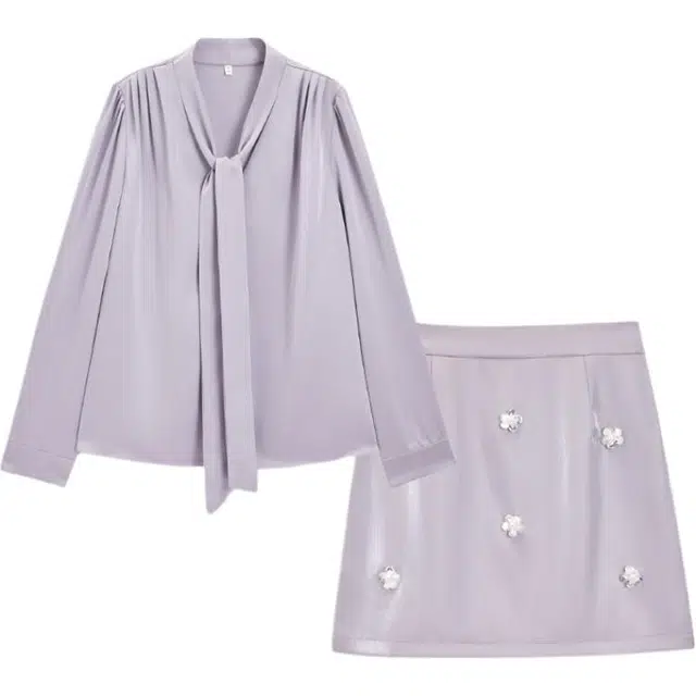 爱依服 大码秋季法式长袖温柔风裙装套装 女款