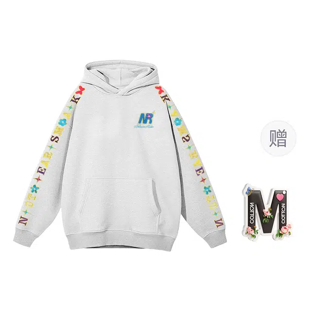棉购 重磅刺绣潮流母印花连帽春秋秋冬宽松加厚字慵懒风卫衣 女款