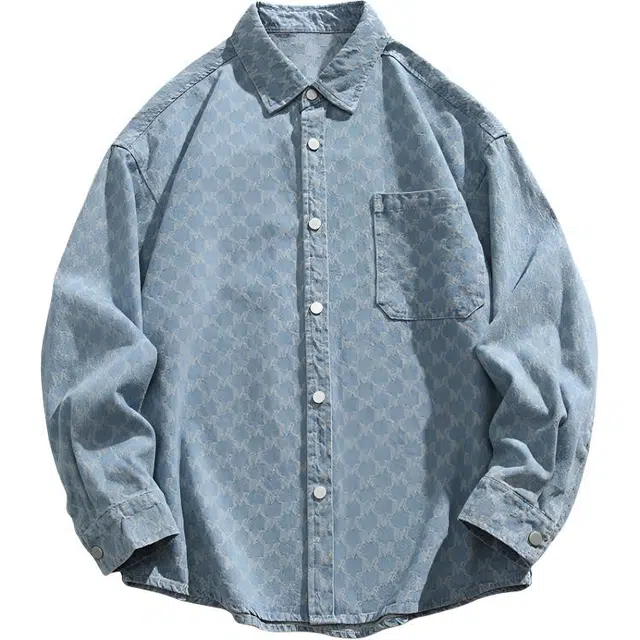 左岸 美式高街百搭牛仔上衣设计纽扣简约时尚个性高级感宽松休闲舒适小众学院风港风潮牌衬衫 男款