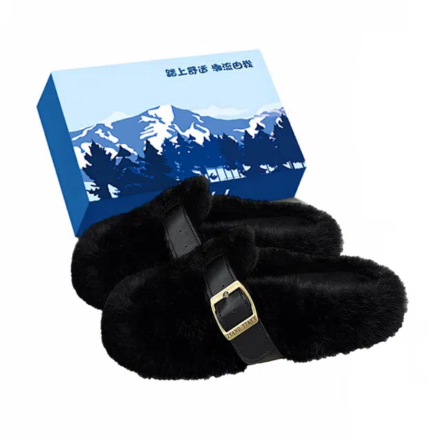 小鹿米利 平底毛毛外穿秋冬高级感一脚蹬毛绒棉拖包头拖鞋 女
