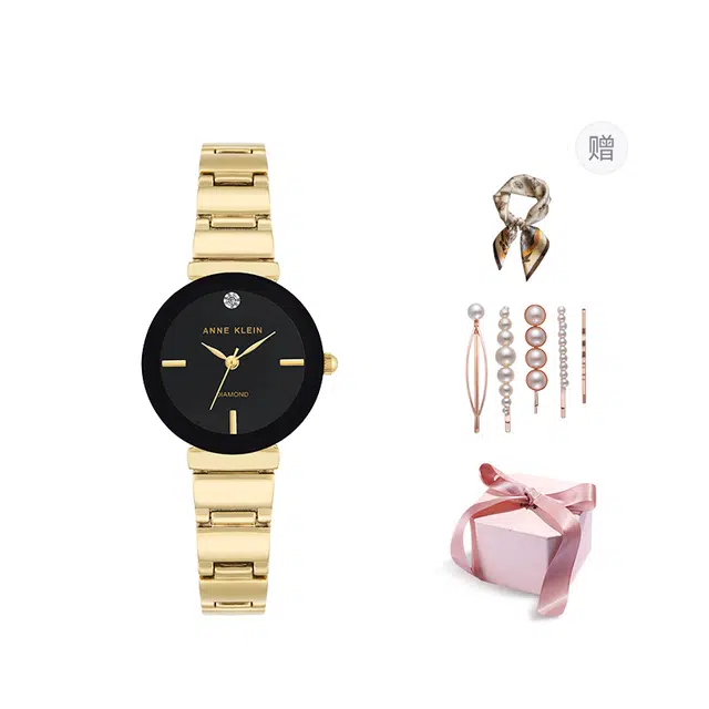 安妮克莱因 腕表 石英机芯 合金表带 黑色表盘 女表 商务休闲防水小方表小众时尚潮流防水手表