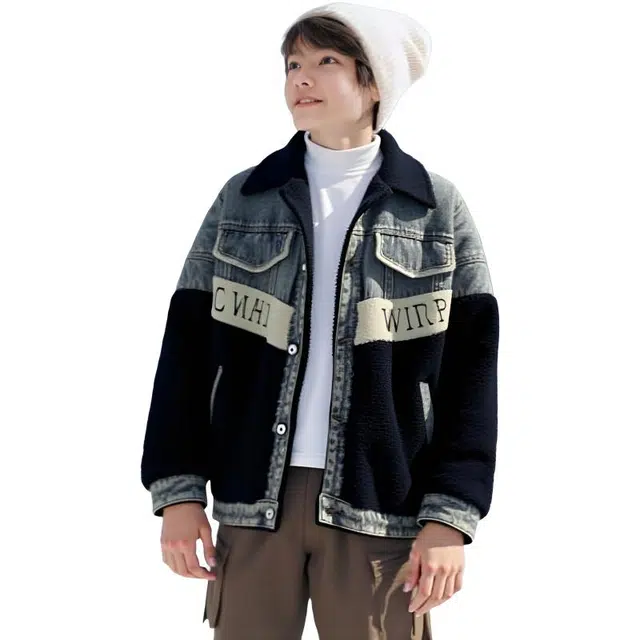 雅鹿夹克 时尚潮流复古撞色字母加棉保暖单排扣 青少年