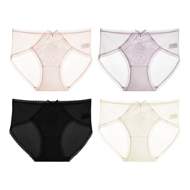 欧迪芬 法式蕾丝纯欲风女士低腰网纱甜辣少女三角内裤 女款