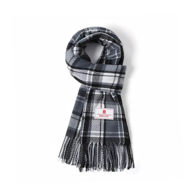 宫里的世界 韩系美拉德百搭 聚酯纤维 绒线围巾 男女同款情侣款