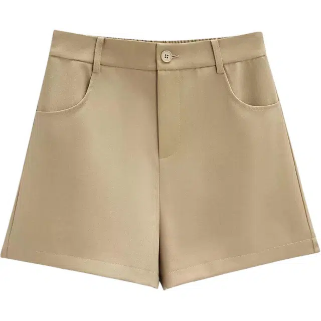 爱依服 韩版通勤气质百搭直筒自然腰休闲短裤 女款